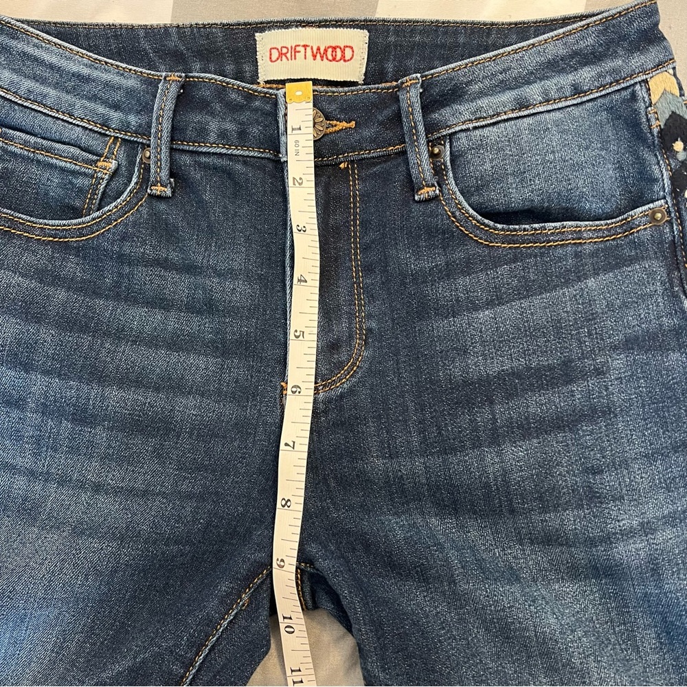 Driftwood Jackie Chevron Embroidered Skinny Jeans sz 26 - Picture 12 of 14